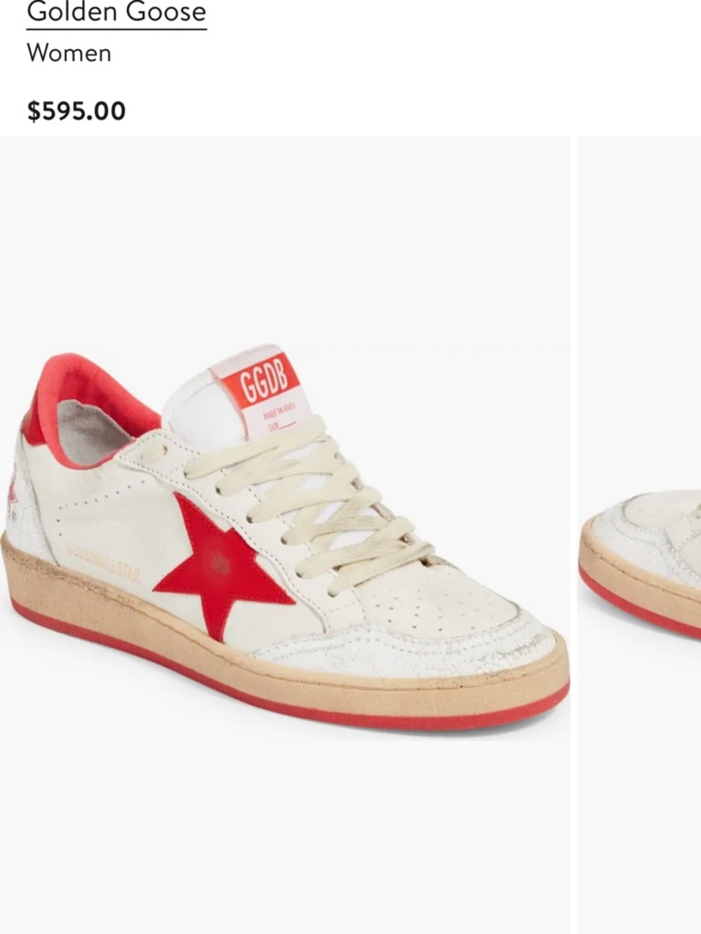 Golden Goose Off-White Leather Sneakers with Red Star